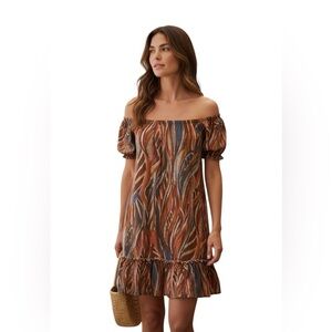 Robbie Bee Style RB68956R – Rust Multi Ruffle Hem Dress
Talla M (Medium)